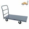 5Seconds Brand Steel Platform Truck, 2' x 4' Rubber Caster, 2000 lbs Cap., 48 x 24 x 11.8 Height Deck, Gray 555014